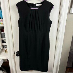 John Lewis pleated neck knee length little black dress sz UK14, US10